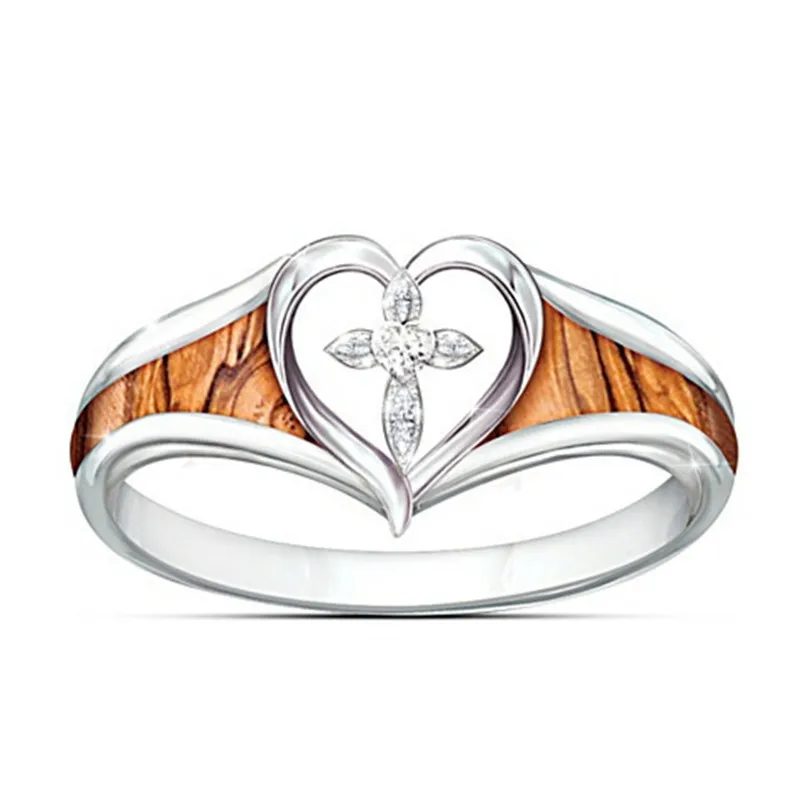 агресивен безжична стрела Европейските и американските пръстени с кръст за жени модерни сватбени и годежни  пръстени от естествен маслиново дърво сребърни бижута anillos mujer |  Бижута и Аксесоари > Untreasure.co.uk