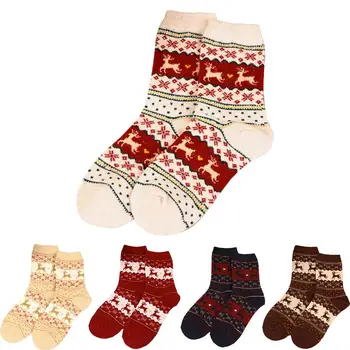 1 чифт Модни Коледни чорапи За жени с мультяшными забавни красиви зимни женските чорапи носочными изделия, памучни чорапи за краката, подарък кърпа Harajuku