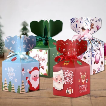 10шт Коледен Подарък Кутия за Коледни подаръци, опаковъчна хартия за подаръци, Кутии с шоколадови бонбони, Парти