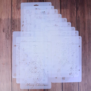 12 Стилове САМ Занаят Коледни Многостенни Листове За Рисувани Стени Scrapbooking Печат Албум Интериор Релефен Шаблон за Хартиена Карта