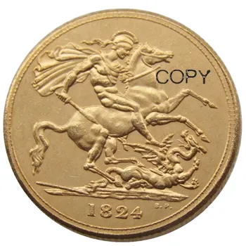 1822 1823 1824 1825 EF Великобритания Георг IV IIII Позлатен пълна суверенная монета