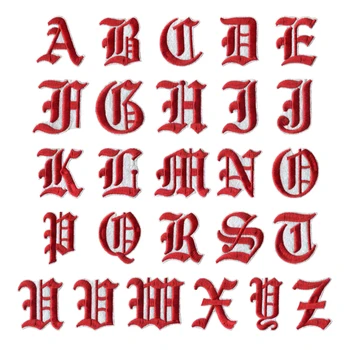 1БР A-Z 5 см и височина на Буквите от английската Азбука с червен конец Смесени Бродирани Шият иконата на Желязо В Нашивке За Якета Дрехи лявата гърдите