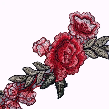 2 бр./компл. 3D Рози Цвете Шият Ютия на Бродерия Кръпка Апликация Сам Занаяти Стикери за дънки, Шапка, Чанта за Облекло, Аксесоари Икони