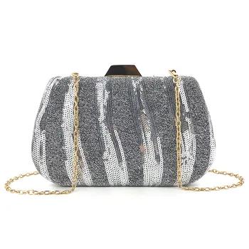 2021 Модерна вечерна чанта с пайети Дамски луксозна дамска чанта-клатч, чантата си, блеснали в чантата на булката, Вечерна чанта за бала, Сватбената чанта с пайети, синя