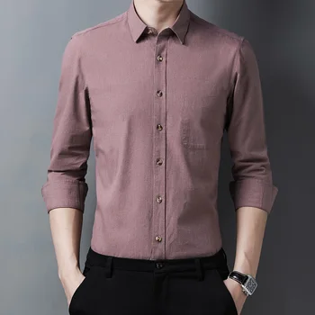 2021 Новата пролетно-есенна однотонная риза с дълъг ръкав, мъжки дрехи бизнес ежедневни ризи zde1762