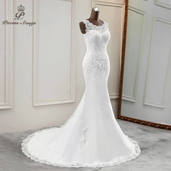 2022 Нов стил сватбена рокля елегантна рокля vestido de нойва красива апликация на цвете сватбени рокли на русалка сватбени рокли лъжичка