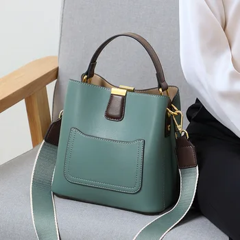2022 Нова Модерна чанта-кофа от естествена кожа, за жени, Висококачествени чанти на рамо, дамски чанти, Луксозни маркови дизайнерски чанти