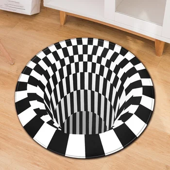 3D Върти Илюзия кръгъл килим Капан Ефект Печат Килим за хола модерна Спалня Начало Декор Мат Етаж противоскользящий