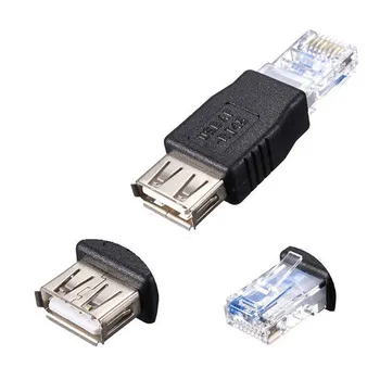 3ШТ USB A Женски F Конектор за Ethernet RJ-45 Мъжки Адаптер Рутер Мрежов Конектор мрежа A7