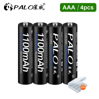 4шт Акумулаторна батерия PALO AAA NIMH 3A 1100 mah 1,2 В NI-MH Батерия AAA Акумулаторни батерии aaa до 1800 кръгове