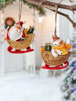 4ШТ Смола Коледно Дърво за Окачване Висящи Украси Коледни Коледни Декорации Бижу За Подарък на Дядо Коледа, Снежен човек