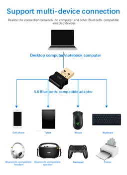 5.0 Bluetooth съвместим Адаптер USB-Предавател за КОМПЮТРИ Компютърен Приемник, Лаптоп Слушалки Аудио Принтер Приемник Ключ на Данни