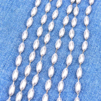 5 мм*10 мм и Бяла Овална перлена верижка Колие с покритие в стил барок Прост Стил с Ръчно изработени САМ на Сватба парти Бижута Подарък