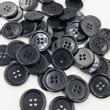 50 бр 20 мм, Черен Цвят, С 4 Дупки, Плоски Пластмасови Копчета Копчета за ризи Шевни аксесоари PT199