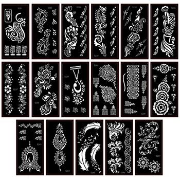 50 бр Шаблони За Рисуване на Татуировки на Пръстите на Ръцете,Менди Индийски Временен Блясък Аерограф Къна Шаблони Татуировки Шаблони на Едро