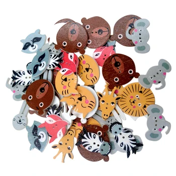 50 Броя Различни Животни Дървени Копчета Копчета Дървени Копчета Облекла Craft 20 мм
