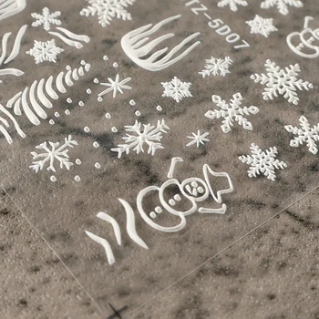 5D Снежинка Стикери за Нокти Самозалепващи Етикети за да прехвърлите бял Сняг САМ Декорации за нокти Коледна Снежинка Маникюр Слайдер