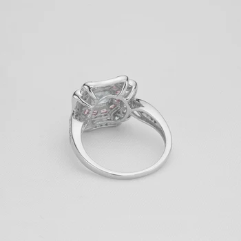 ANZIW Модерни Розови пръстени на Halo Кръг нарязани с имитация на диаманти, Сребро 925 проба anillos mujer Рамантическое годежен пръстен за жени