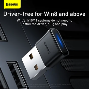 Baseus Безжичен USB Адаптер Bluetooth 5 Адаптер е Приемник Кола Стерео Аудио Адаптер Музикален Приемник Мини Аудио Адаптер