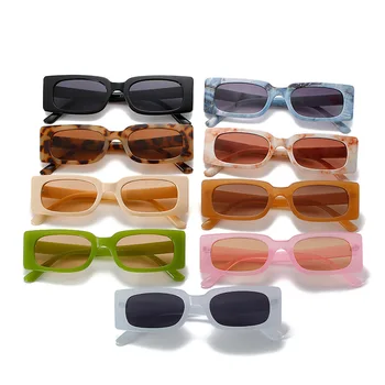 Ins-Популярните Модни правоъгълни слънчеви очила 2022 За жени Ретро Желе Цвят Очила Нюанси UV400 За мъже Квадратни Vintage Слънчеви очила