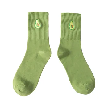 Kawai Вышивают плодове В корейски стил Дамски чорапи от памук за пролетта и есента Японски забавни чорапи за жени за целия сезон 121103