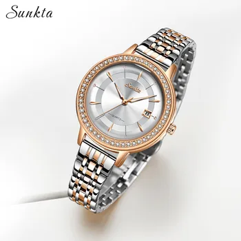Montre Femme SUNKTA Нови дамски часовници от Топ Луксозна марка Креативен дизайн на Стоманени дамски ръчни часовници Дамски часовници Relogio Feminino