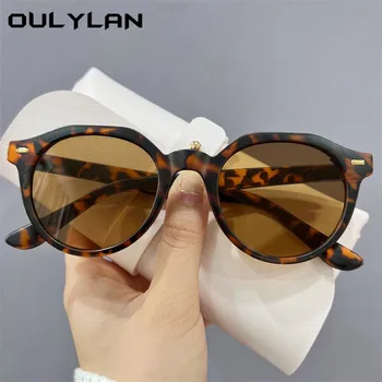Oulylan Класически кръгли слънчеви очила Женски Мъжки Реколта маркови дизайнерски слънчеви очила в кръгла рамка Женски черни, жълти очила с UV400