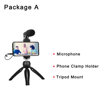 PULUZ излъчването на живо Комплекти видеосветок за смартфони с Микрофон + Led светлини + Закрепване за статив + Държач за захващане на телефона
