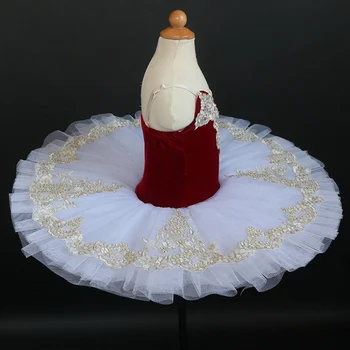 Rose балетное рокля-пакет, Бял костюм за изяви на Лебедином езерото, Красиви тучни поли, Дрехи за танци