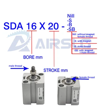 SDA63-S Вътрешна резба компактен цилиндър с двойно Действие С магнитен пневматични цилиндъра на SDA SDA63-50-ТЕ SDA63-75S