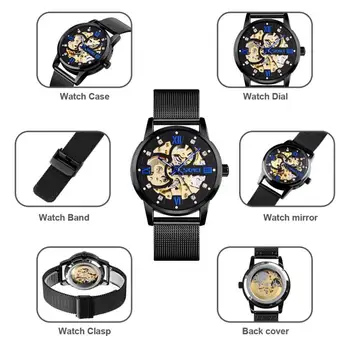 SKMEI Автоматични Механични часовници Мъжки Творчески ръчни часовници за Мъже Съоръжения Кухи Художествен Циферблат Без напрежение Стомана каишка Montre Homme 2020
