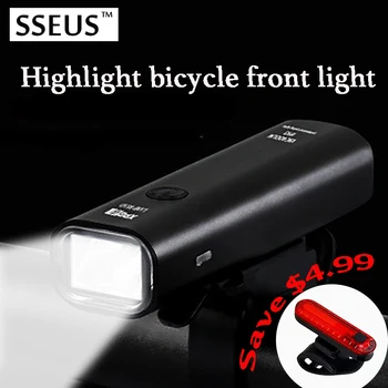 SSEUS Велосипеден фенера Водоустойчив USB Акумулаторна МТБ Предната Лампа за Фар LED 2000 mah Алуминиев Ultralight Фенерче под наем фенер
