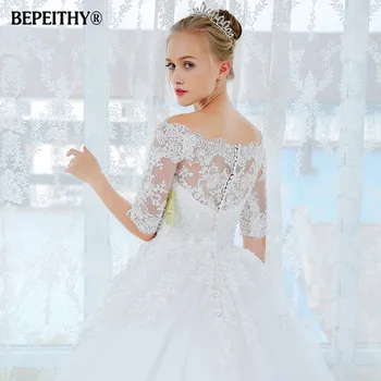 Vestidos De Новия Бална рокля с къс ръкав на Сватбена рокля Casamento 2021 Дантелено Винтажное Плюс Размер Сватбени рокли Принцеса Ново