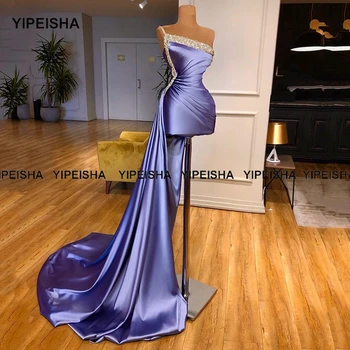 Yipeisha Кратко коктейл рокля 2021 Ново постъпването На едното рамо Луксозни мъниста Дубай Арабски жени, вечерни рокли, Рокли за партита, за конкурси