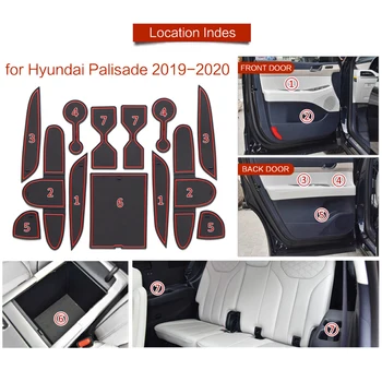 Автомобилна устойчива на плъзгане Тампон за Hyundai Palisade 2020 Гумени Порта, Слот за купата на Мат Гумени Дръжки на подложки за фуги Аксесоари за оформяне на интериора