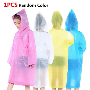 Анти-мъгла Еднократна Дебели дрехи за дъжд PE Бутон върху бутона Пълномаслено палто Водоустойчив Изолатор Дъждобран Случаен Цвят
