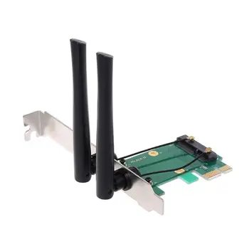 Безжична карта WiFi Mini PCI-E Express адаптер PCI-E 2 Антена Външен КОМПЮТЪР