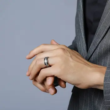 Бизнес мъжки Пръстен от волфрам карбид с вырезанной канавкой Комбинираната Кубински пръстени За мъже и жени Класически годежен пръстен Удобна кацане