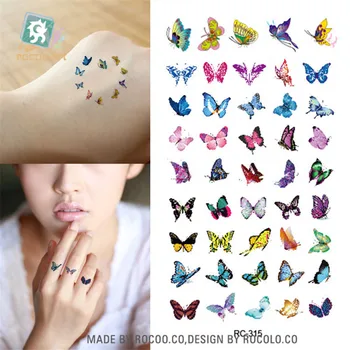 Боди-арт водоустойчив временни татуировки за жени на 3D красив дизайн пеперуди стикер с татуировка на ръката на едро RC2315