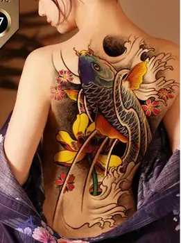 Водоустойчив временна татуировка стикер змия рози цвете боди арт на гърба фалшива татуировка флаш татуировка голям размер за мъже жени дама