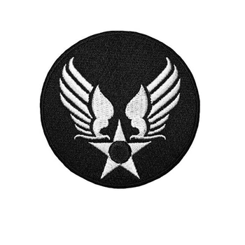 Военно яке на Армията на военновъздушните сили на САЩ Жилетка Звездното Крило Шият Желязо върху Логото на Емблемата на Бродирани Икона Знак Костюм Кръпка - Черна апликация