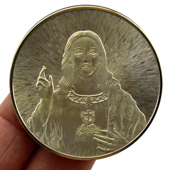 Възпоменателна монета на Исус Герои и идоли Щастливи вярвания Християнски цветна златна колекция занаяти позлатени монети повикване