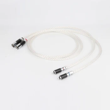 Двойката HIFI 5N Монокристален Посеребренный 2RCA от мъжете КЪМ XLR Женски/мъжки Съединители аудио кабел hi-end кабел за свързване