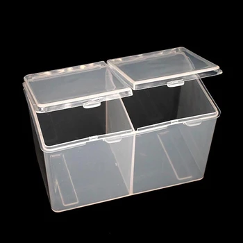 Двойна решетчатая кутия за съхранение на памучни листа прозрачна кутия за микроблейдинга за аксесоари за татуировки памучен тампон