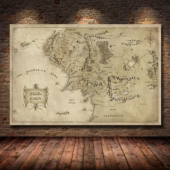 Европейската Средновековна Ретро Карта Карта на Света на средната земя HD Печат на Платно за Живопис Дневна Спалня Декорация Живопис