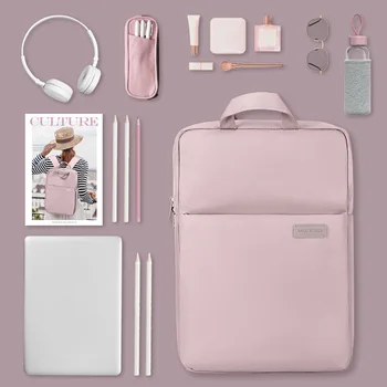 Ежедневна чанта-раница за лаптоп за жени, Модни проста училищна чанта за студенти в командировка, Чанта за лаптоп на рамото 14 инча