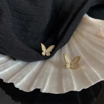Елегантни Сладки обеци-карамфил от перламутровой мивки с пеперуда за жени и момичета, 2021 Модни обеци за пиърсинг с темперамент, бижута