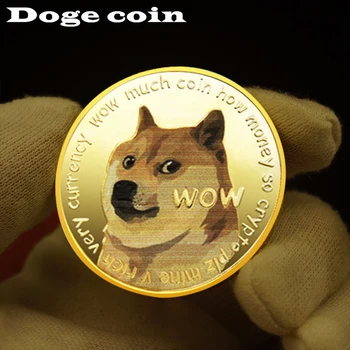 Забавен Dogecoin Злато, Сребро Дож Възпоменателни Монети Събиране На Wow Куче Модел Сувенир За Декорация На Дома Занаяти Масата Украса