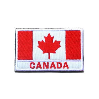 Ивици върху знамето на Канада 3D Военно-тактическа бродирана нашивка Икони на Националния флаг ленти за дрехи с плетене на една кука и линия
