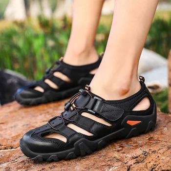 италиански дизайнерски мъжки ежедневни летни сандали от дишаща естествена кожа плажни обувки с бомбе сандали heren сандали голям размер